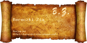 Bereczki Zia névjegykártya
